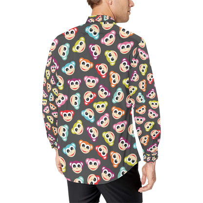 Monkey Head Design Themed Print Men's Long Sleeve Shirt