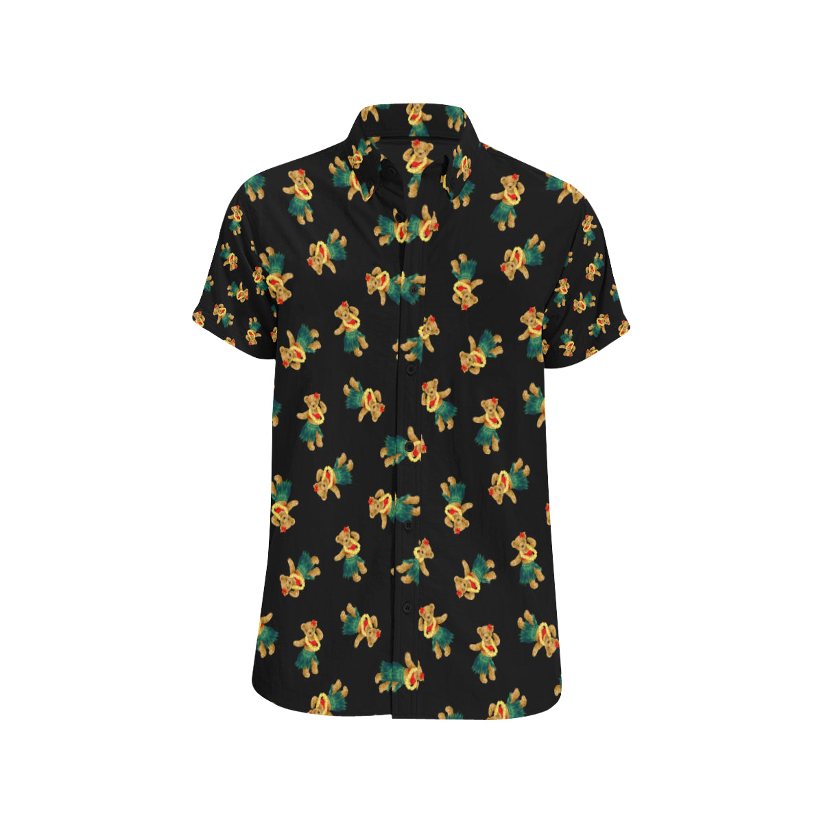 Hula Bear Pattern Print Design 06 Men's Short Sleeve Button Up Shirt