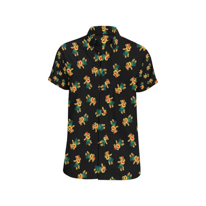 Hula Bear Pattern Print Design 06 Men's Short Sleeve Button Up Shirt