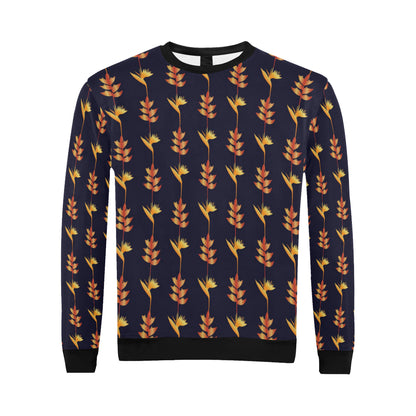 Heliconia Pattern Print Design HL06 Men Long Sleeve Sweatshirt