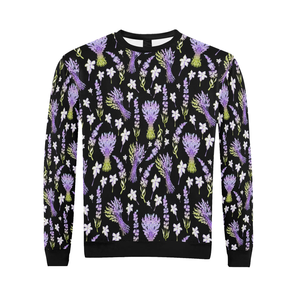 Lavender Pattern Print Design LV04 Men Long Sleeve Sweatshirt