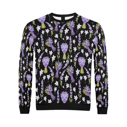 Lavender Pattern Print Design LV04 Men Long Sleeve Sweatshirt