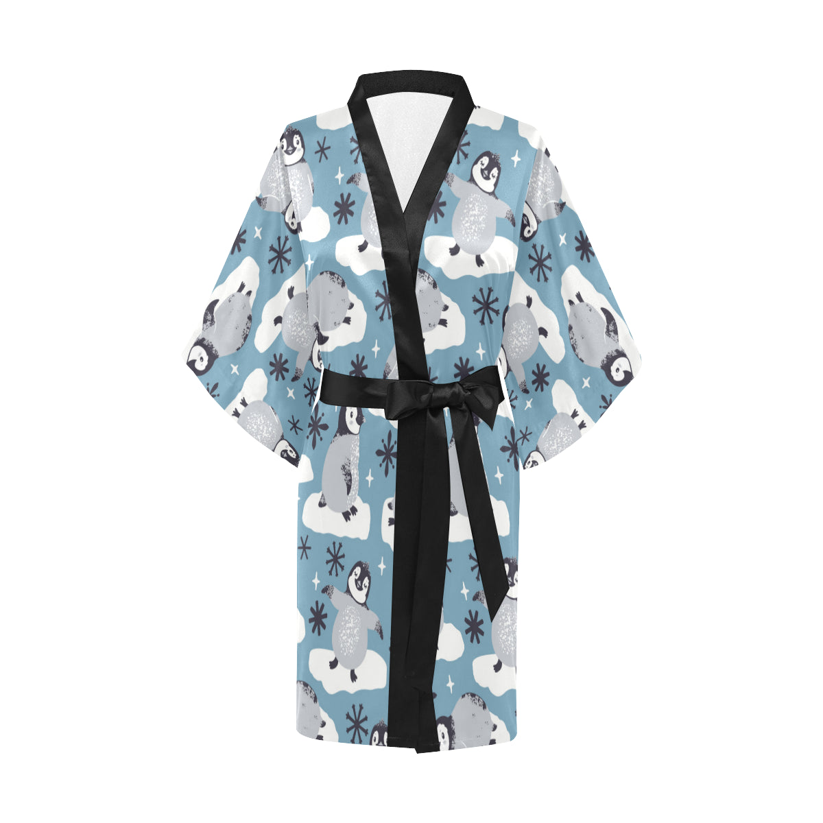 Penguin Pattern Print Design A05 Women's Short Kimono