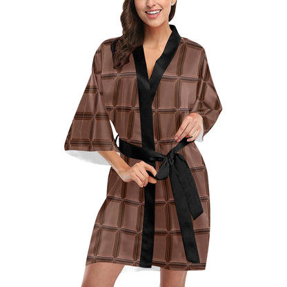 Chocolate Pattern Print Design 03 Women's Short Kimono