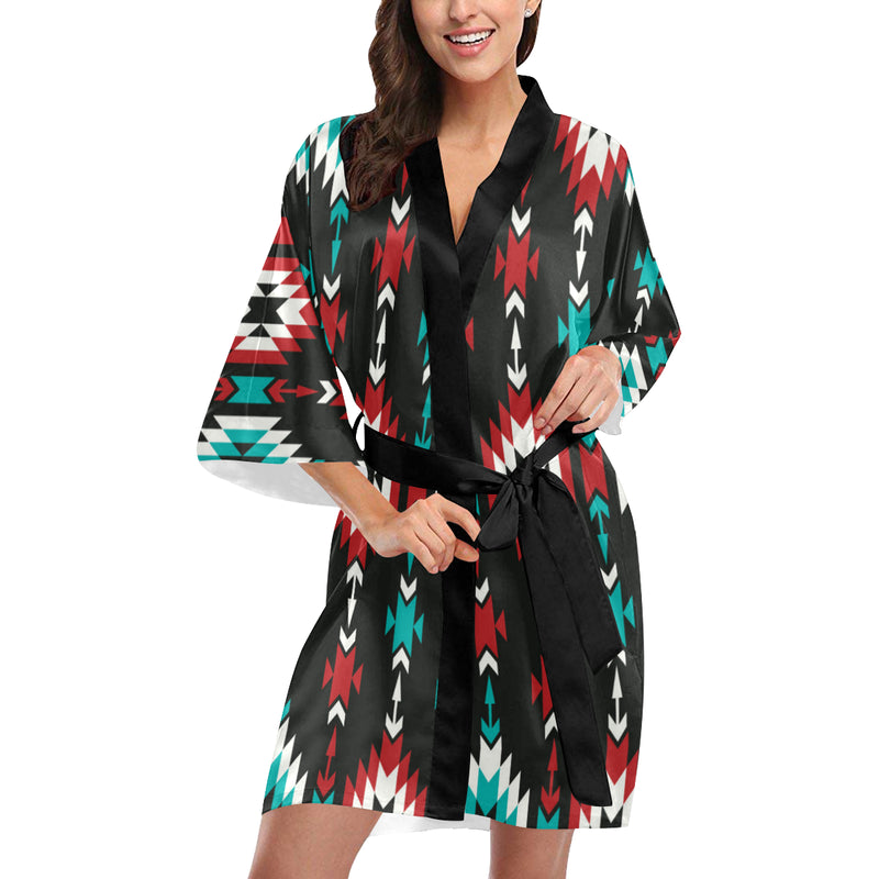 Native Pattern Print Design A08 Women's Short Kimono