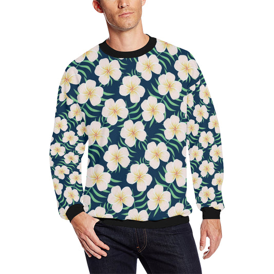 Pink Plumeria Pattern Print Design PM016 Men Long Sleeve Sweatshirt