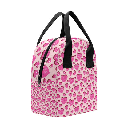 Heart Pink Pattern Print Design HE06 Insulated Lunch Bag