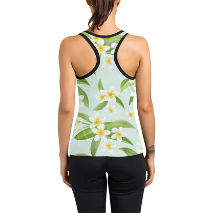 Yellow Plumeria Pattern Print Design PM024 Women's Racerback Tank Top