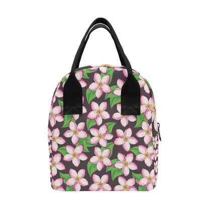 Pink Plumeria Pattern Print Design PM019 Insulated Lunch Bag