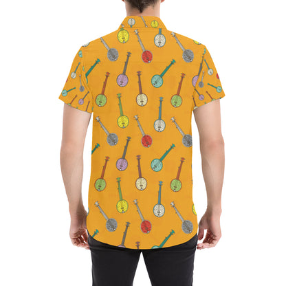 Banjo Pattern Print Design 02 Men's Short Sleeve Button Up Shirt