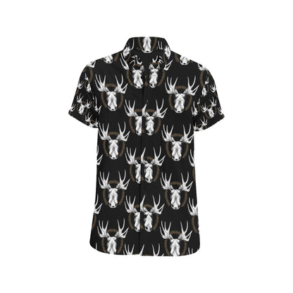 Moose Pattern Print Design 02 Men's Short Sleeve Button Up Shirt