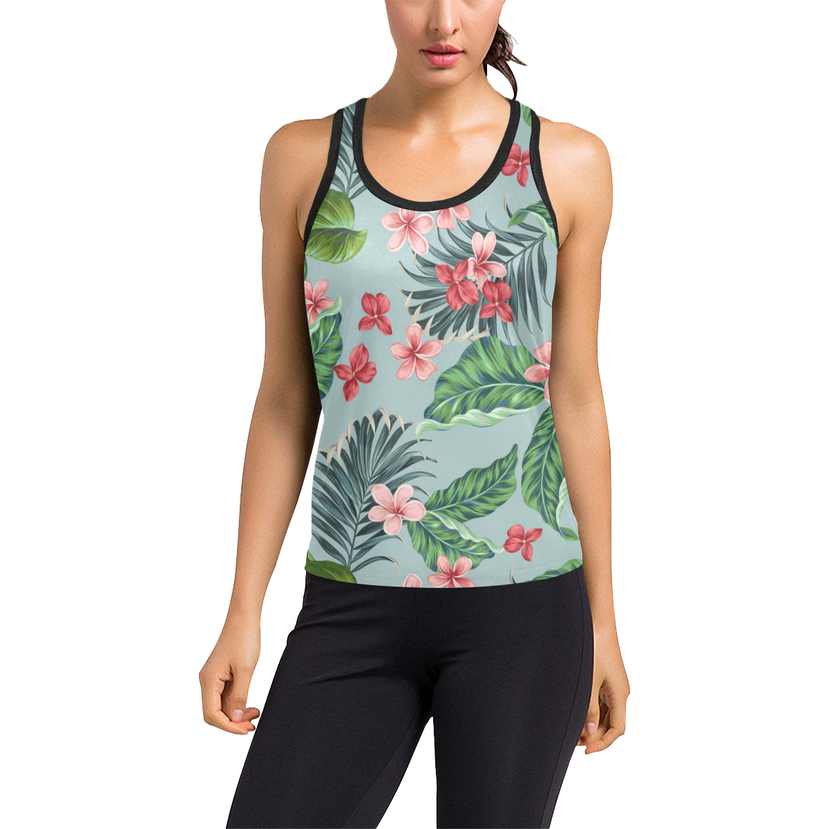 Plumeria Pattern Print Design PM027 Women's Racerback Tank Top