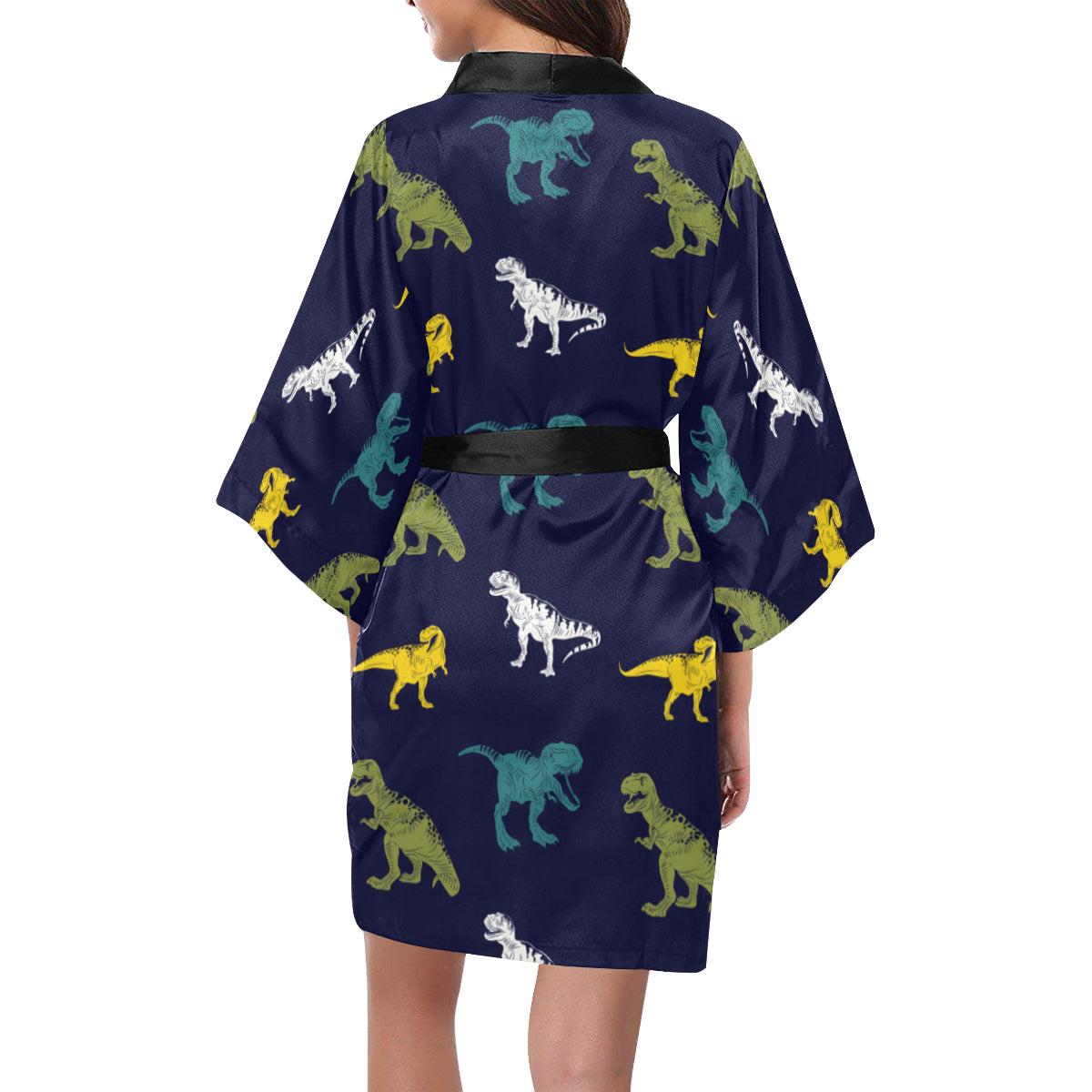 T Rex Pattern Print Design A07 Women's Short Kimono
