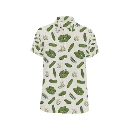 Cucumber Pattern Print Design CC05 Men's Short Sleeve Button Up Shirt