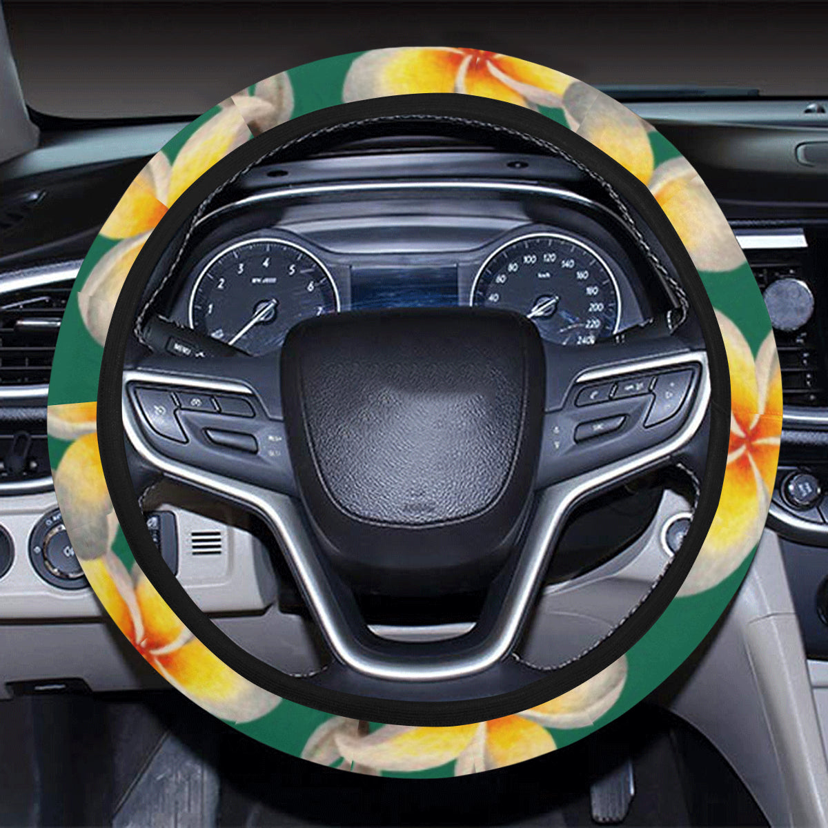 Plumeria Pattern Print Design PM07 Steering Wheel Cover with Elastic Edge