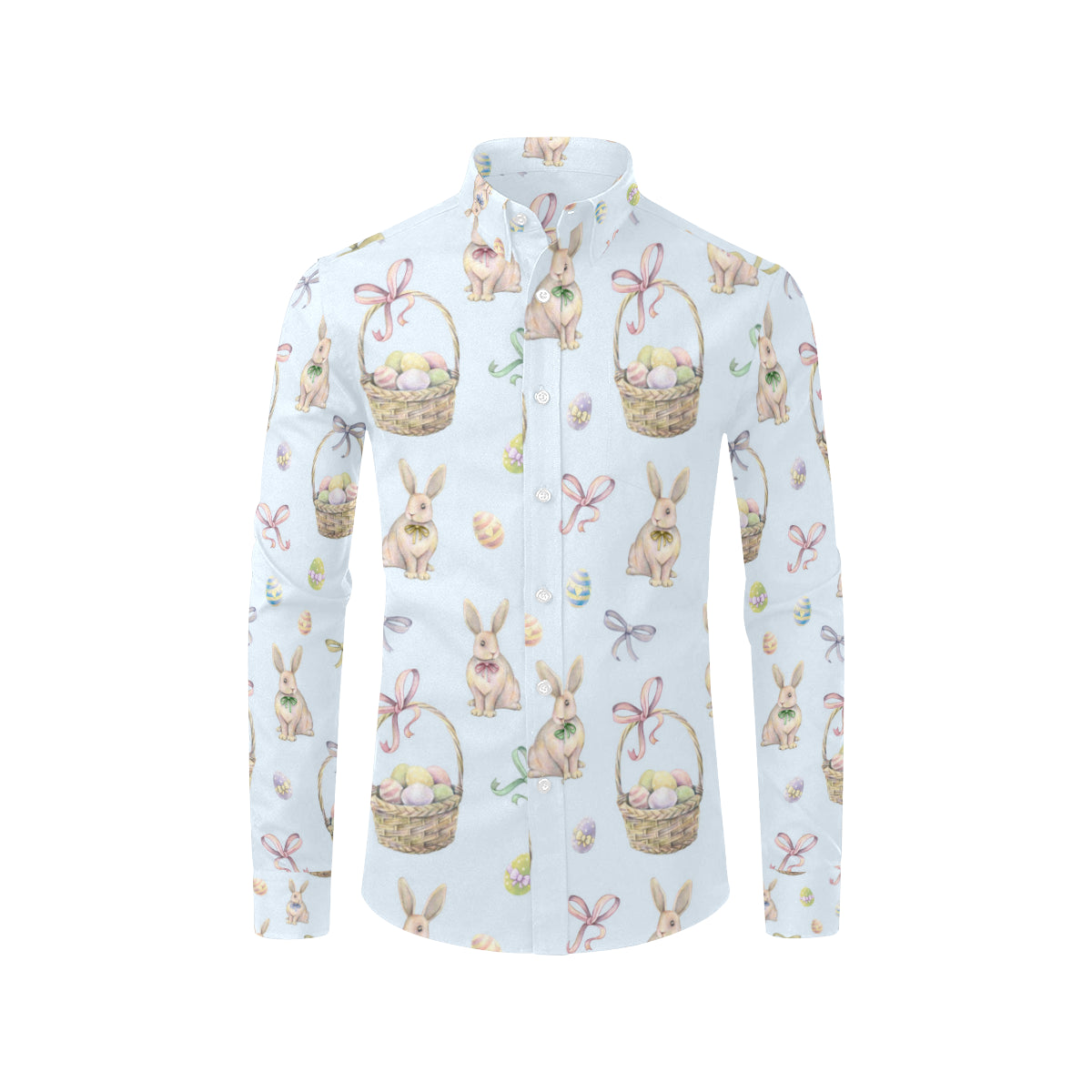 Rabbit Easter Eggs Pattern Print Design 03 Men's Long Sleeve Shirt