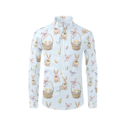 Rabbit Easter Eggs Pattern Print Design 03 Men's Long Sleeve Shirt