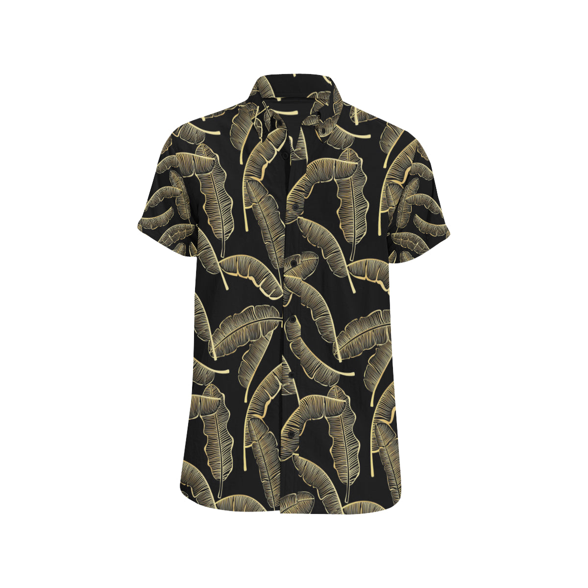 Banana Leaf Pattern Print Design BL07 Men's Short Sleeve Button Up Shirt