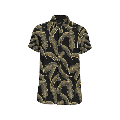 Banana Leaf Pattern Print Design BL07 Men's Short Sleeve Button Up Shirt