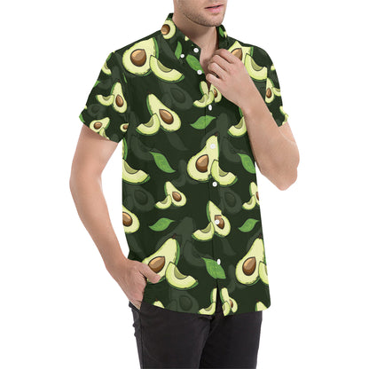 Avocado Pattern Print Design AC07 Men's Short Sleeve Button Up Shirt