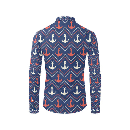 Anchor Pattern Print Design 07 Men's Long Sleeve Shirt