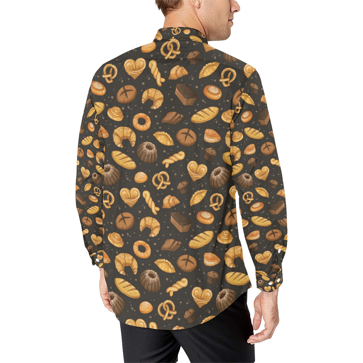 Bread Pattern Print Design 05 Men's Long Sleeve Shirt