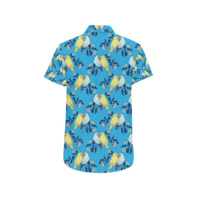 Lovebird Pattern Print Design 03 Men's Short Sleeve Button Up Shirt