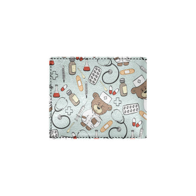 Nurse Bear Pattern Print Design A01 Men's ID Card Wallet