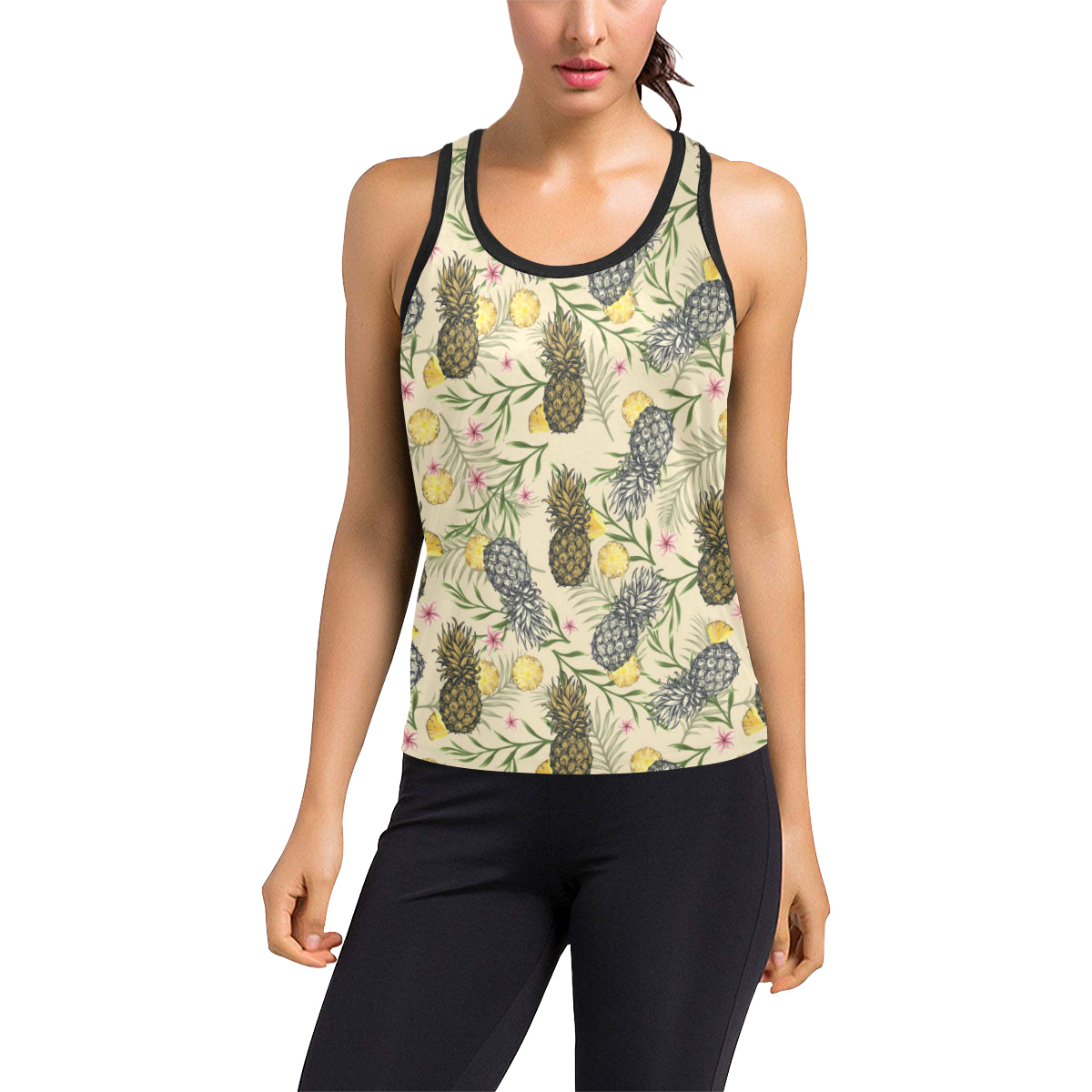 Pineapple Pattern Print Design PP012 Women's Racerback Tank Top