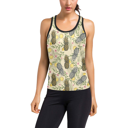 Pineapple Pattern Print Design PP012 Women's Racerback Tank Top