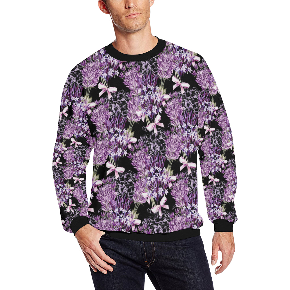 Lavender Pattern Print Design LV06 Men Long Sleeve Sweatshirt