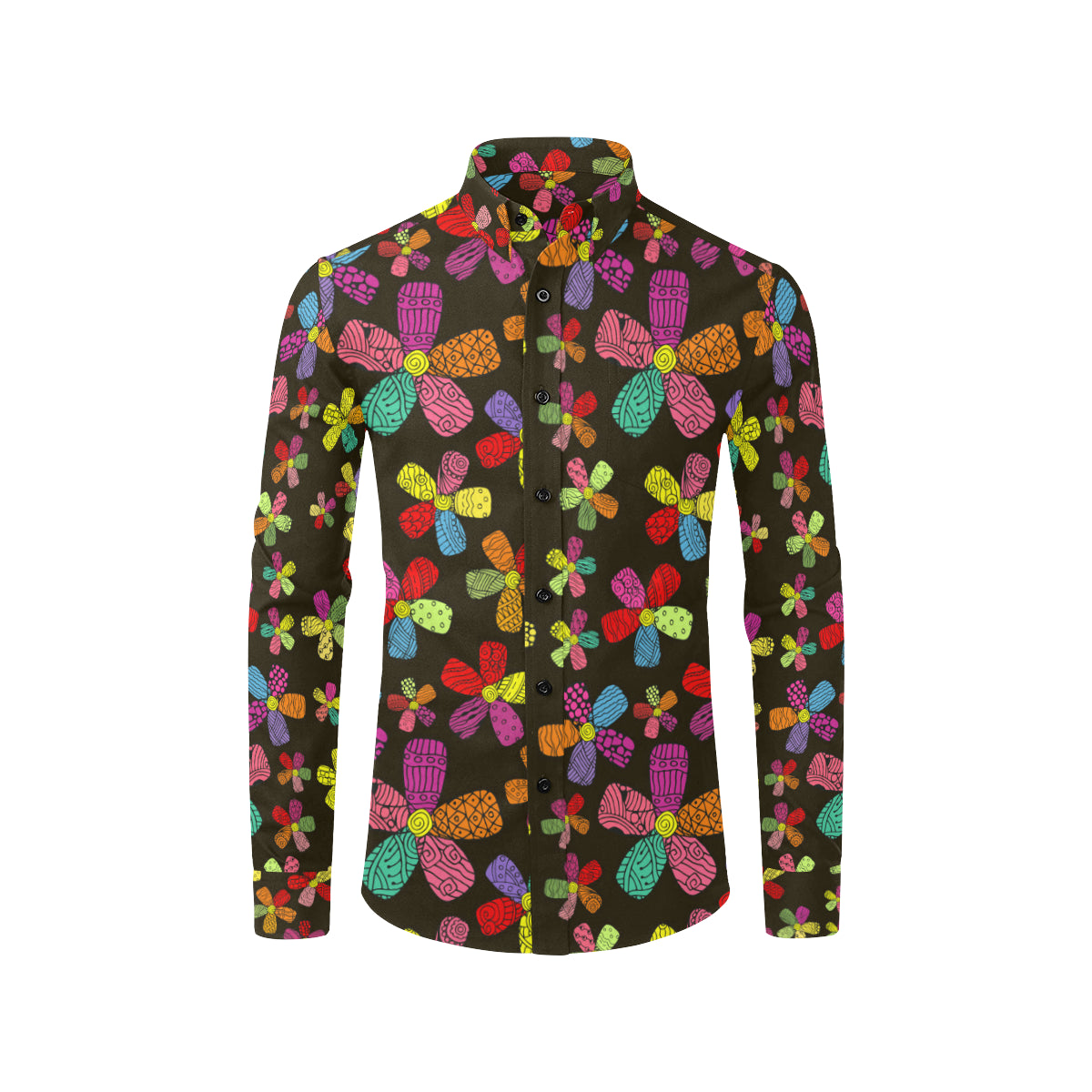 Flower Power Colorful Print Pattern Men's Long Sleeve Shirt