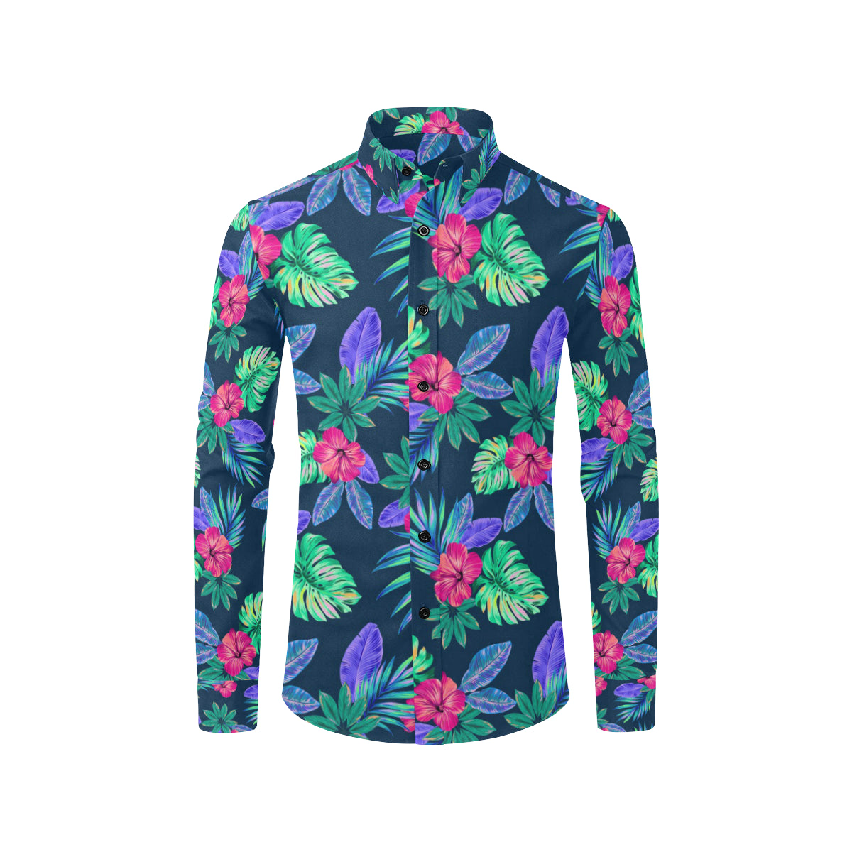 Tropical Flower Pattern Print Design TF09 Men's Long Sleeve Shirt