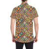 Mandala Flower Themed Design Print Men's Short Sleeve Button Up Shirt