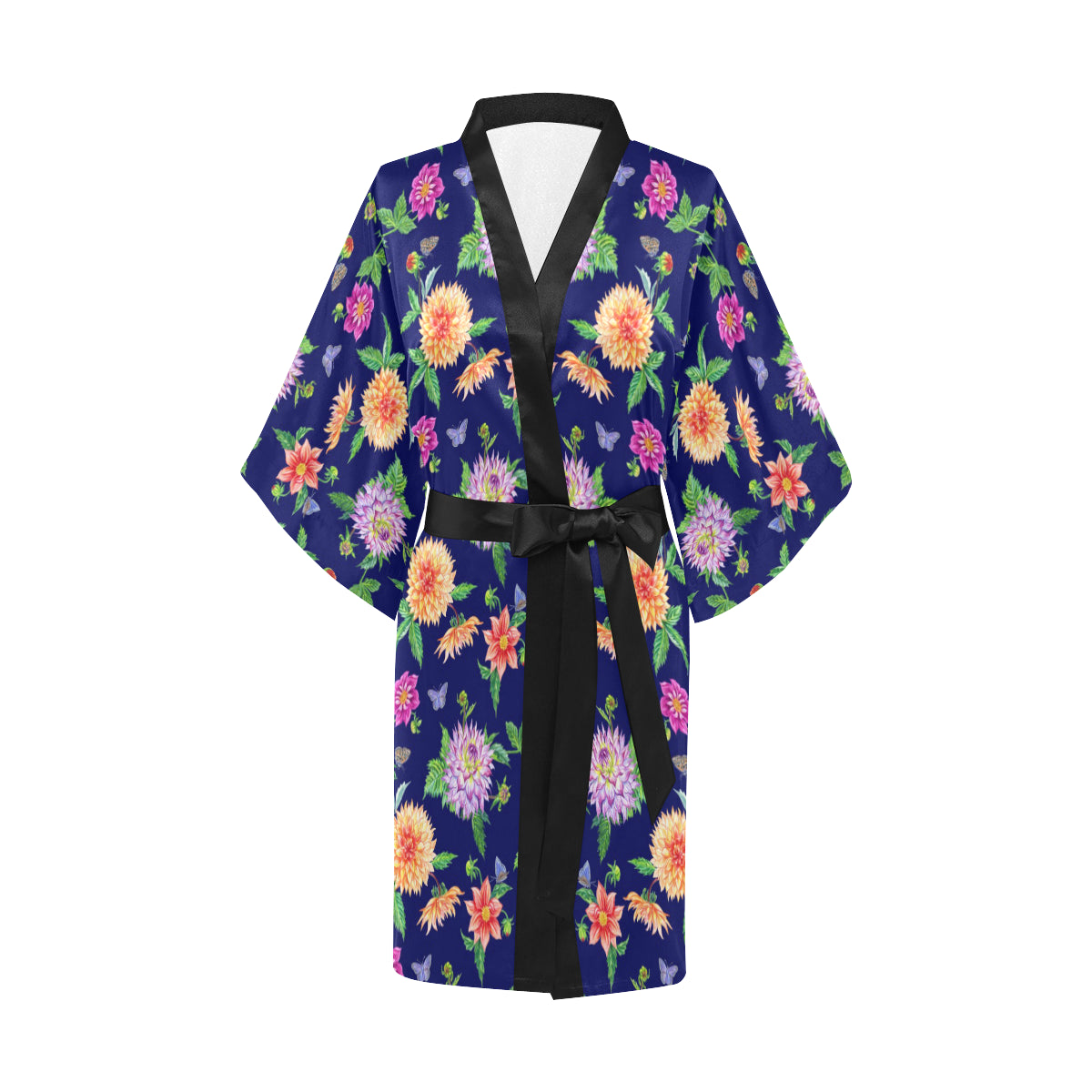 Dahlia Pattern Print Design DH010 Women's Short Kimono