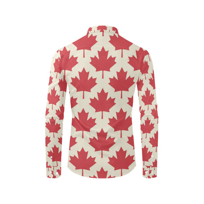 Maple Leaf Pattern Print Design 03 Men's Long Sleeve Shirt