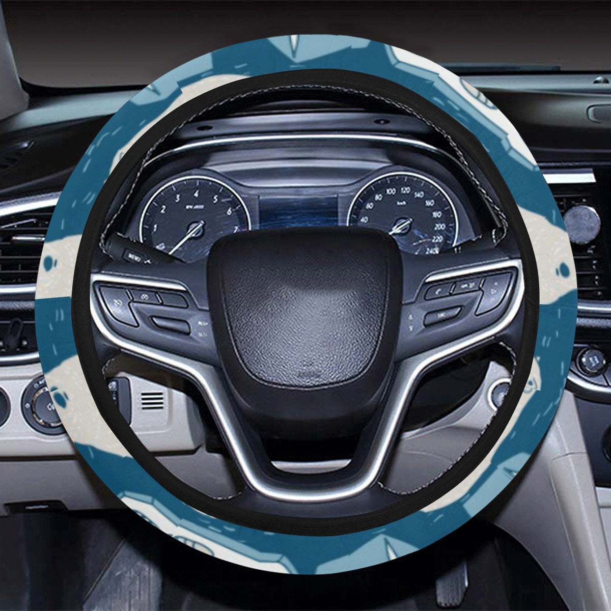 Polar Bear Pattern Print Design PB03 Steering Wheel Cover with Elastic Edge