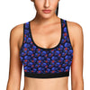 Skull Roses Neon Design Themed Print Sports Bra