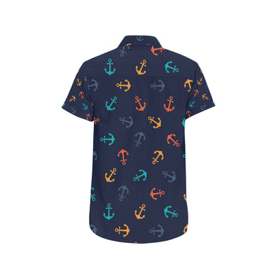 Anchor Pattern Print Design 05 Men's Short Sleeve Button Up Shirt