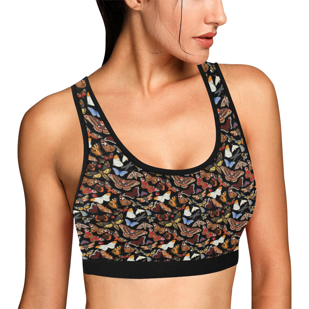 Butterfly Pattern Print Design 08 Sports Bra