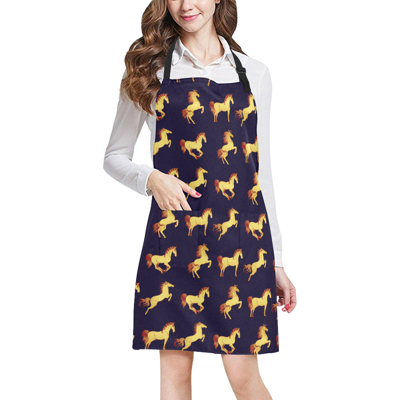 Gold Horse Pattern Apron with Pocket