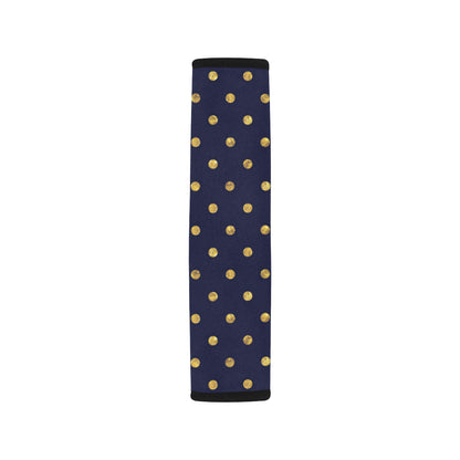 Polka Dot Gold Blue Pattern Print Design 02 Car Seat Belt Cover