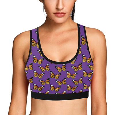 Monarch Butterfly Purple Print Pattern Sports Bra