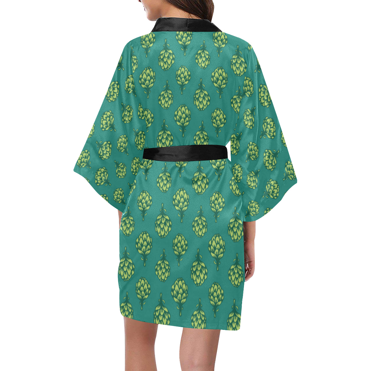 Artichoke Pattern Print Design 04 Women's Short Kimono