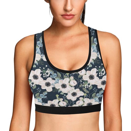 Anemone Pattern Print Design AM02 Sports Bra