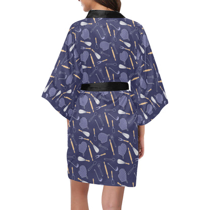 Cooking Kitchen Tools Pattern Print Design 04 Women's Short Kimono