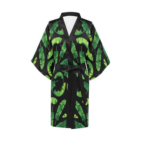 Banana Leaf Pattern Print Design BL02 Women's Short Kimono