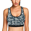 Surf Wave Pattern Print Sports Bra