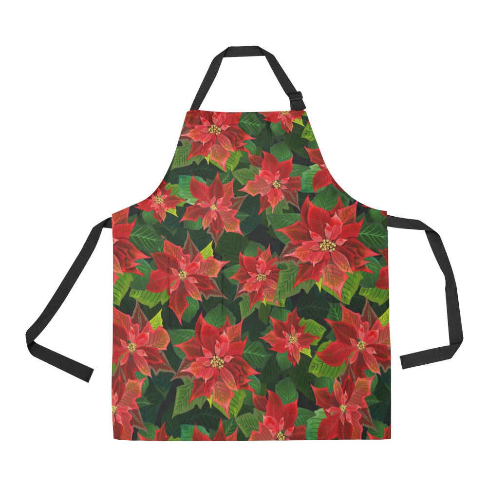 Poinsettia Pattern Print Design POT04 Apron with Pocket