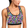 Neon Feather Pattern Print Design A02 Sports Bra